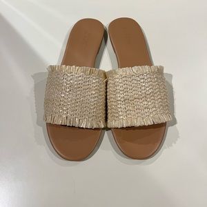 J Crew Raffia Slide Sandals